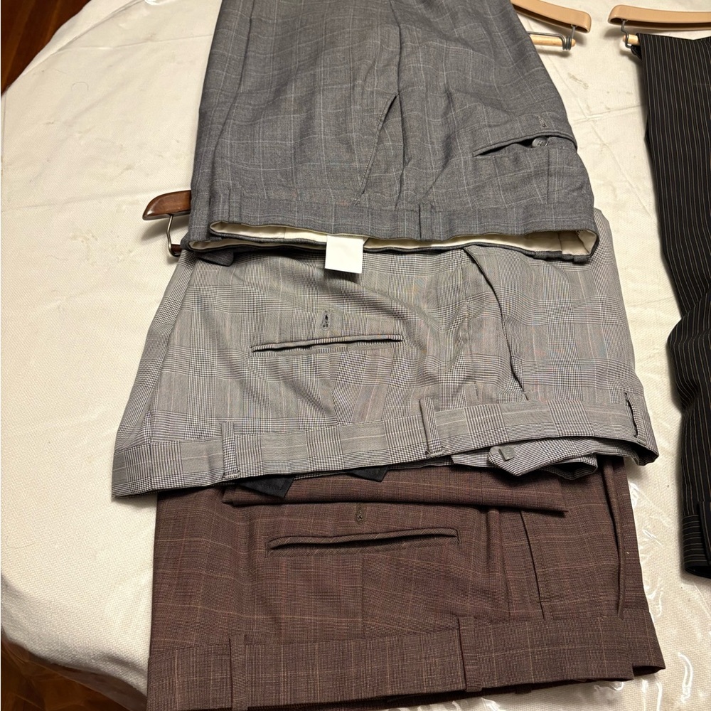 Paul Fredrick Gray and Brown Dress Pants